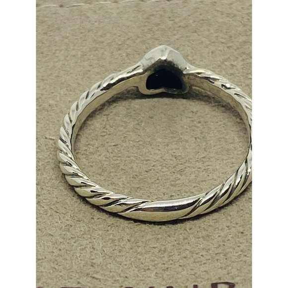 David Yurman Sterling Silver Classic Cable Heart Diamond Ring Size 7.25 - Picture 5 of 6